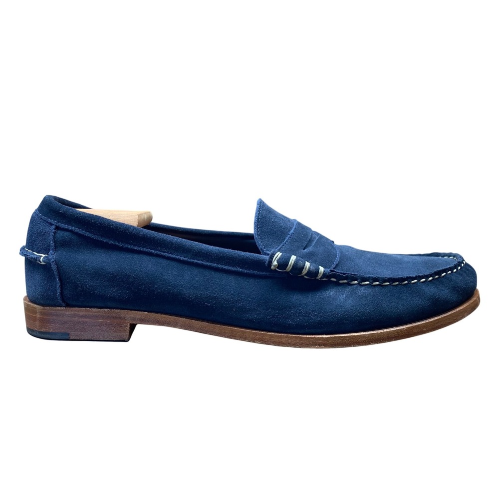 Allen Edmonds Sea Island Suede Penny Loafer Mens 14 D Navy Blue Slip On Shoes